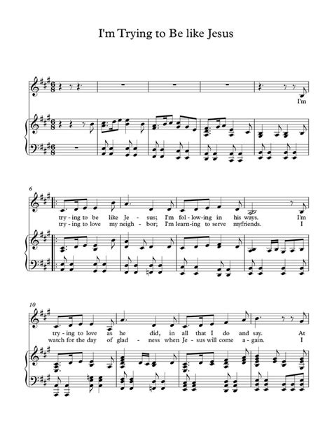 i'm trying to be like jesus sheet music