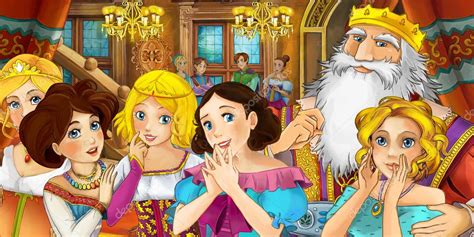 Happy cartoon royal family and friends - castle interior — Stock Photo ...