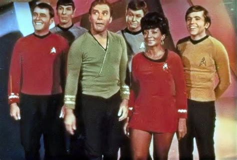 Behind the scenes, on the 1960's televisions series, STAR TREK (original vintage image color ...