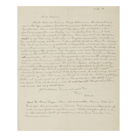 EINSTEIN, ALBERT | Autograph letter signed, one side addressed to wife Mileva Maric, the other ...