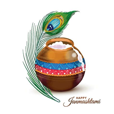 Happy janmashtami background with matki and makhan card design 27289538 Vector Art at Vecteezy