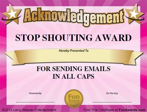 Funny certificates, Funny office awards, Funny awards