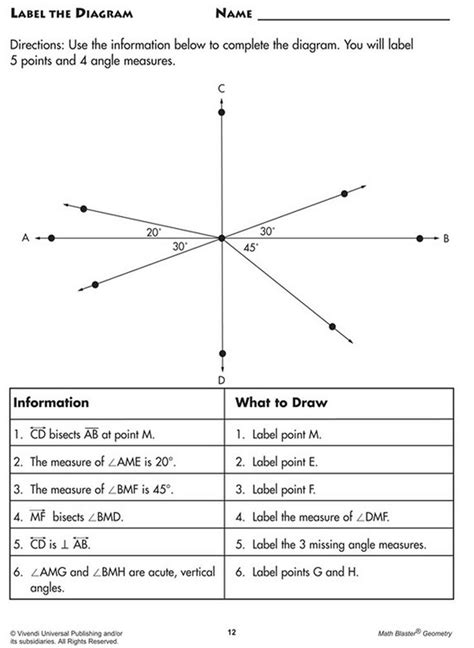 Geometry worksheet practice on ‘Label The Diagram’! Measure the missing ...