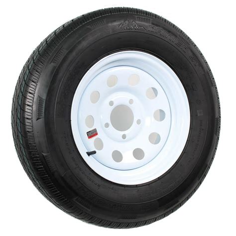 Radial Trailer Tire On Rim ST205/75R14 205/75-14 14 5 Lug Wheel White Modular - Walmart.com ...