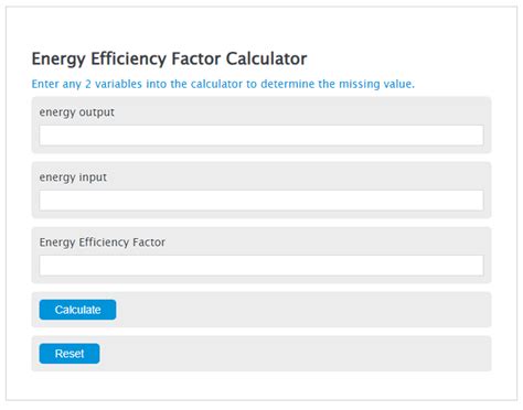 Energy Efficiency Factor Calculator - Calculator Academy