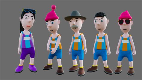 Cartoon Characters Sports Team - 3D Model by 7ka