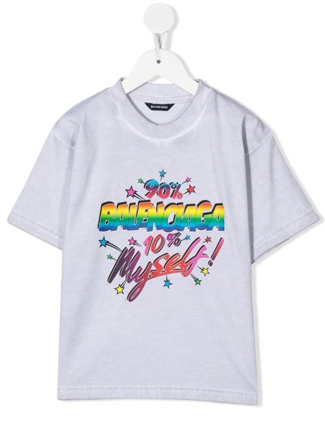 Balenciaga Kids logo crew-neck T-shirt grey | MODES