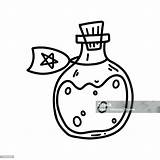 Hand Drawn Doodle Bottle With Potion Halloween Cartoon Element Vector  sketch template