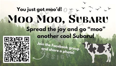 Outdoorsy Moo Moo Subaru Card one-sided DIGITAL DOWNLOAD - Etsy