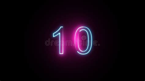 Neon Number 10 on Black Background. Ten. 3D Render. Stock Illustration ...