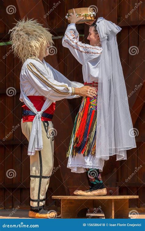 Serbian Dancers in Traditional Costume, Perform Folk Dance Editorial ...