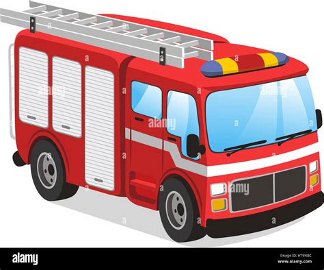 Fire truck cartoon illustration Stock Photo - Alamy