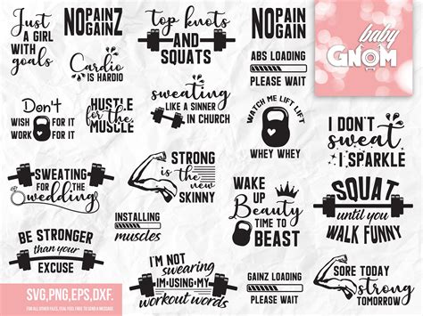 Workout SVG Bundle, Exercise Quotes, Fitness Quotes, Fitness SVG, Muscles, Gym, Tshirt, Bottle ...