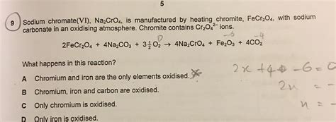 Sodium chromate(VI), Na2Cro4, is manufactured by heating chromite ...