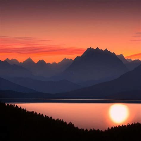 Premium AI Image | Sunrise and Mountain Lake