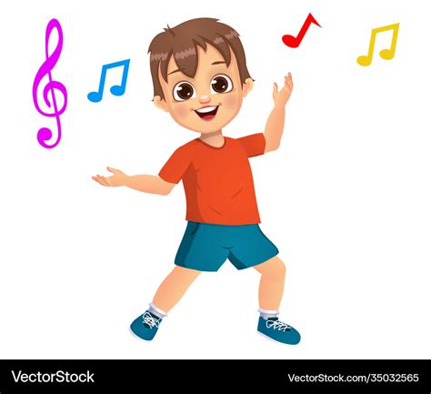 Cute boy kid dancing to music Royalty Free Vector Image