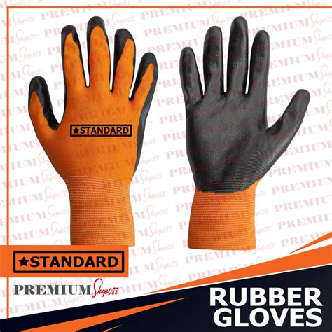 Standard Rubber Gloves Construction Safety Glove Orange Black 50g SD9019 | Shopee Philippines