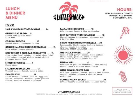 Online Menu of Little Shack Restaurant, Port Macquarie, New South Wales ...