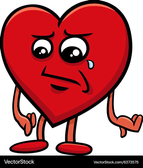 Sad heart cartoon character Royalty Free Vector Image