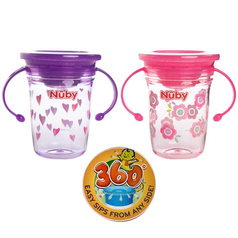 2 Nuby Sippy Cups with Handles: Wonder Cup No Spill Sippy Cups For Toddlers Boys, Spill Proof ...