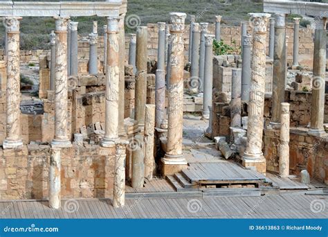 Roman Ruins at Leptis Magna Stock Image - Image of marble, libya: 36613863