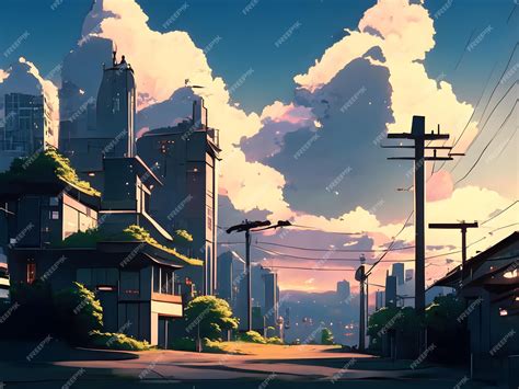 Premium AI Image | anime cityscape