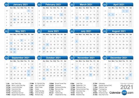 2021 Calendar with Week Numbers Free 365 Days | Free Pr… | Plantilla de calendario para imprimir ...