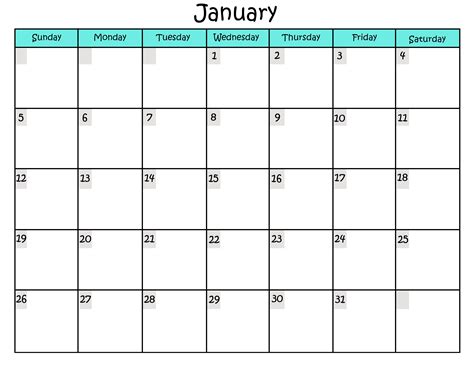 Sample Calendars to Print | Activity Shelter