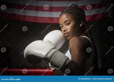 Black Woman Athlete with Boxing Gloves Stock Photo - Image of glove ...