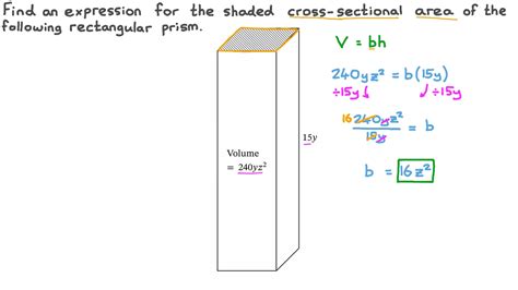 Question Video: Finding an Expression for the Cross-Sectional Area of a Prism | Nagwa