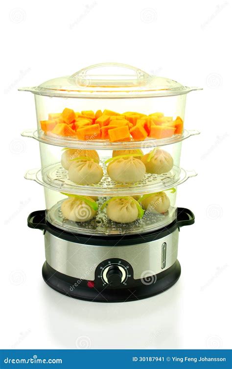 Electric Steamer with Chinese Dumplings Stock Image - Image of isolated ...