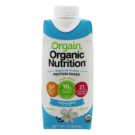 Orgain Organic Nutrition Vegan All-In-One Protein Shake, Vanilla Bean ...