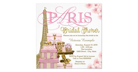 Pink and Gold Paris Bridal Shower Invitation | Zazzle.com