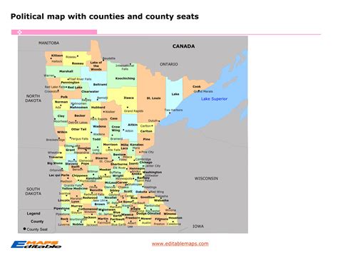 Minnesota county map - Editable PowerPoint Maps