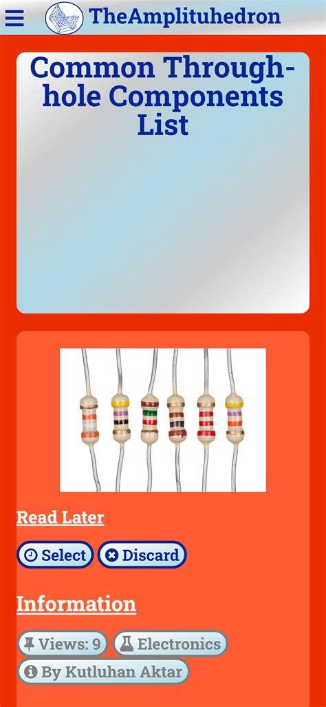 Common Through-hole Components List | Holes, List, Components