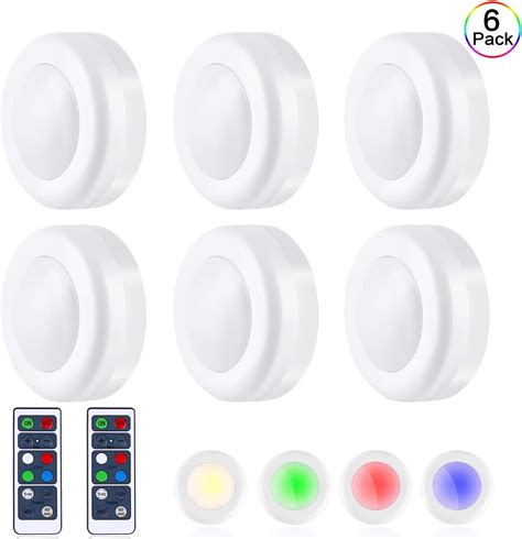 RGB Puck Light, 16 Colors 3 Modes Battery Operated Dimmable Closet ...