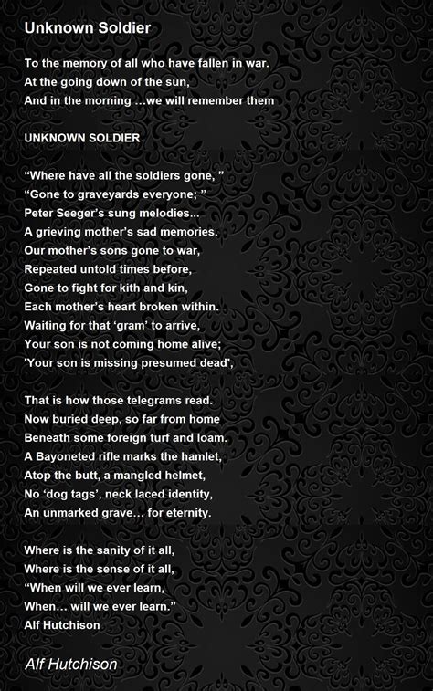 Unknown Soldier by Alf Hutchison - Unknown Soldier Poem