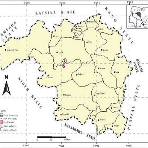 Map of Kaduna State Showing Kaduna South L.G.A. Source: Ministry of ...