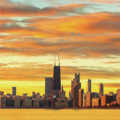 Chicago Skyline Painting by Esoterica Art Agency - Pixels