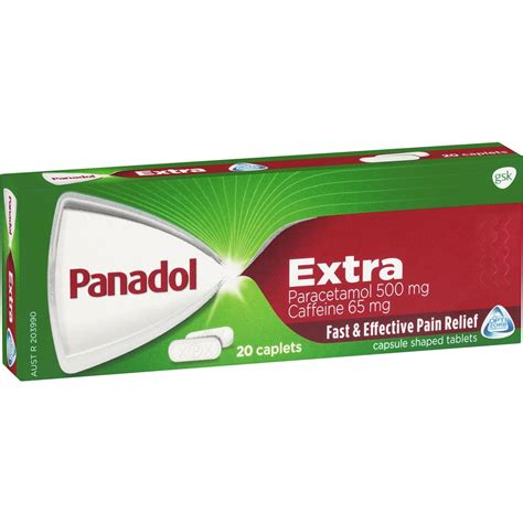 Panadol Extra For Pain Relief Paracetamol & Caffeine 500mg 20 Pack | Woolworths