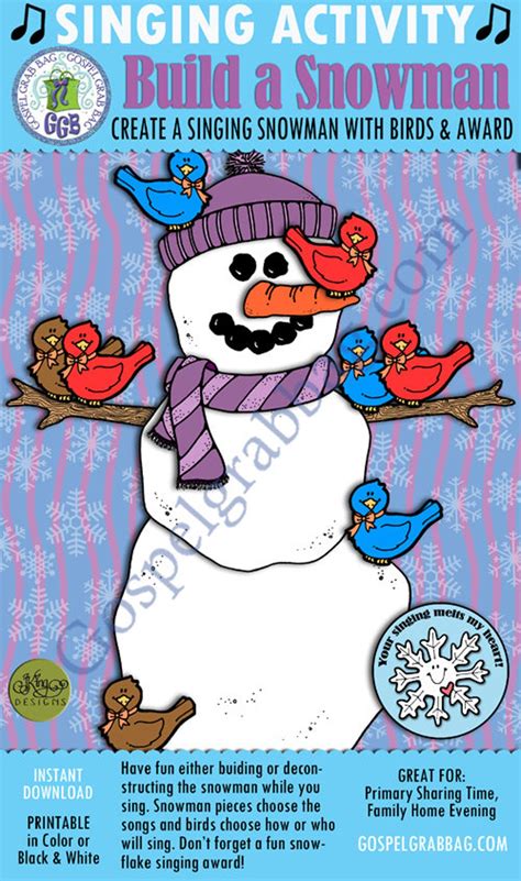 Primary Music Singing Activity, build a Snowman Pick-a-song, Birds ...