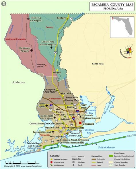 Escambia County Map, Florida - Florida Airparks Map | Printable Maps