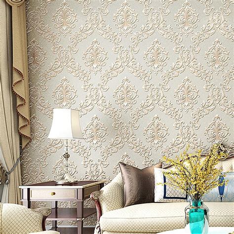 Embossed Wallpaper European Victorian Damask Wallcovering | BVM Home