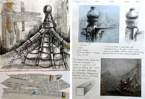 GCSE Art architectural structure - mixed media sketchbook page by Samantha Li Architecture ...