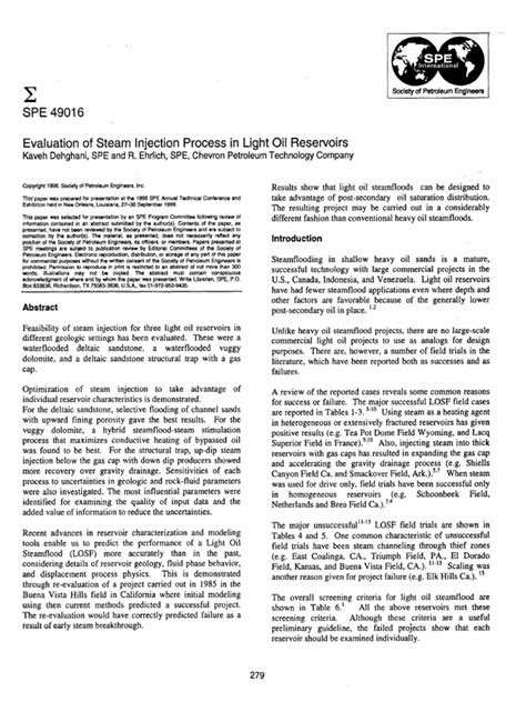 Evaluation of Steam Injection Process in Light Oil Reservoirs - 1998 ...