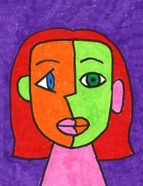 Easy How to Draw Cubism for Kids and Cubism Coloring Page