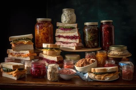 Premium AI Image | A variety of sandwich spreads and condiments created with generative ai