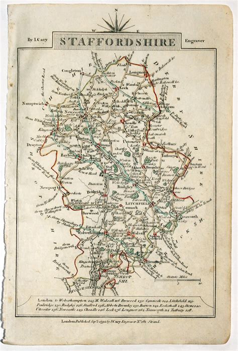 Antique Maps of Staffordshire, England