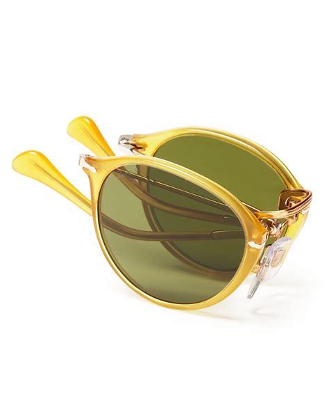 Lyst - Persol Polarized Foldable Round Sunglasses in Yellow for Men