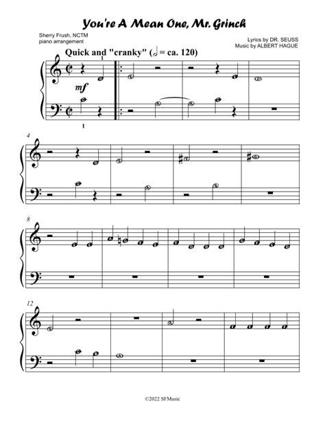 You're A Mean One, Mr. Grinch (arr. Sherry Frush, NCTM) by Albert Hague ...